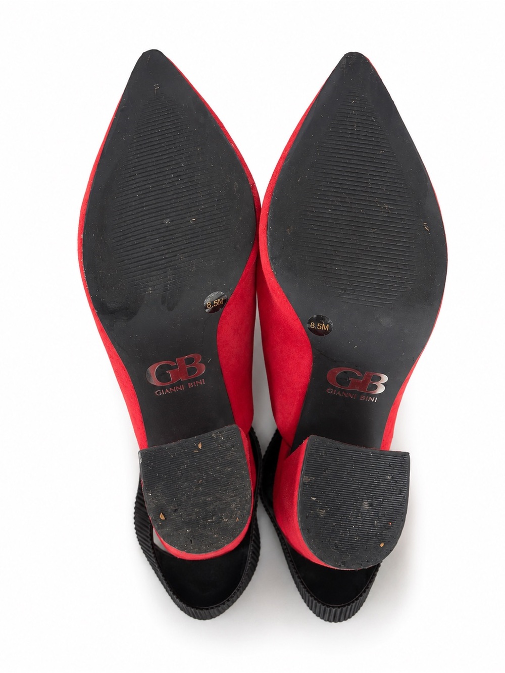 Gianni Bini Red Suede Pointed Slingback Mules - Picture 3 of 3